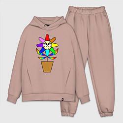 Мужской костюм оверсайз Цветок Радуга, цвет: пыльно-розовый