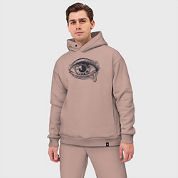 Мужской костюм оверсайз Плачущий глаз, цвет: пыльно-розовый — фото 2