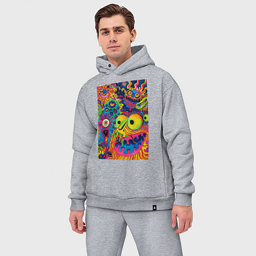 Мужской костюм оверсайз Психоделические лица / Меланж – фото 3