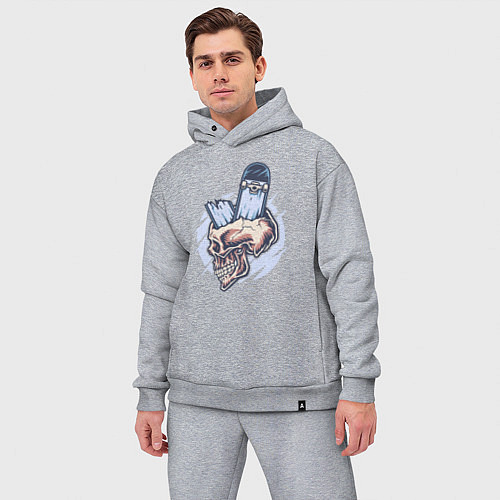 Мужской костюм оверсайз Broken skater skull / Меланж – фото 3