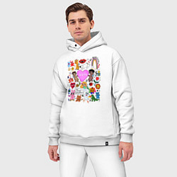 Мужской костюм оверсайз Y2K hope heart - cartoon pop art childrens drawing, цвет: белый — фото 2