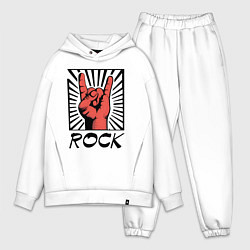 Мужской костюм оверсайз Rock - жест коза, цвет: белый