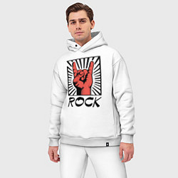 Мужской костюм оверсайз Rock - жест коза, цвет: белый — фото 2