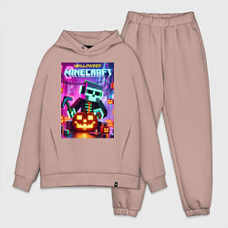 Мужской костюм оверсайз Skeleton and pumpkin - neon glow, цвет: пыльно-розовый