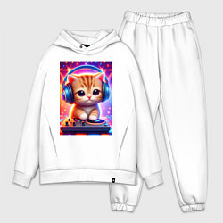 Мужской костюм оверсайз Cutie kitten DJ - neon glow, цвет: белый