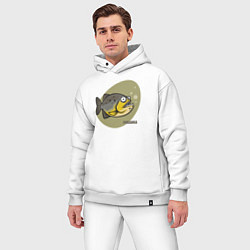 Мужской костюм оверсайз Рыбка пиранья, цвет: белый — фото 2