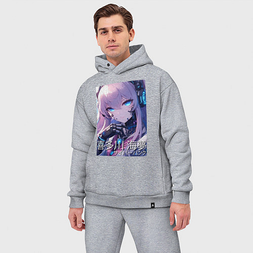 Мужской костюм оверсайз Marin Kitagawa cyberpunk - collaboration / Меланж – фото 3