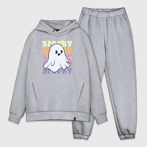 Мужской костюм оверсайз Cute little spooky ghost / Меланж – фото 1