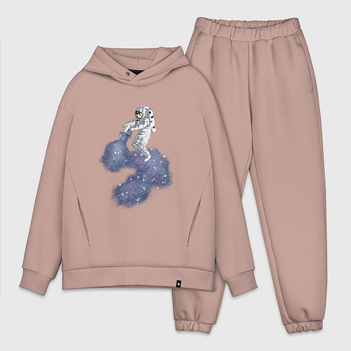 Мужской костюм оверсайз Космонавт астронавт украшает футболку космосом / Пыльно-розовый – фото 1