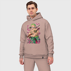 Мужской костюм оверсайз Ван-пис Зоро пират, цвет: пыльно-розовый — фото 2