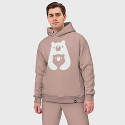 Мужской костюм оверсайз Обнимашки-мишки, цвет: пыльно-розовый — фото 2