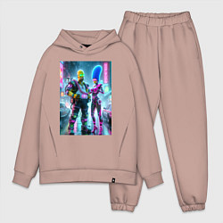 Мужской костюм оверсайз Marge and Homer in the pouring rain - cyberpunk, цвет: пыльно-розовый