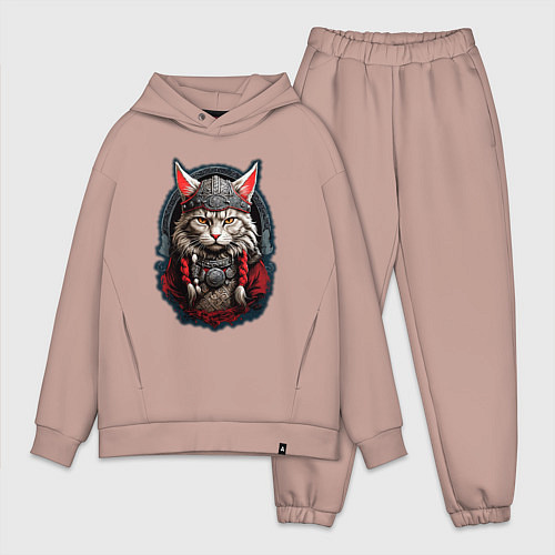 Мужской костюм оверсайз Кот викинг / Пыльно-розовый – фото 1