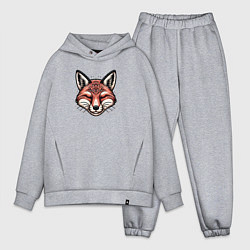 Мужской костюм оверсайз Голова лисы графика, цвет: меланж