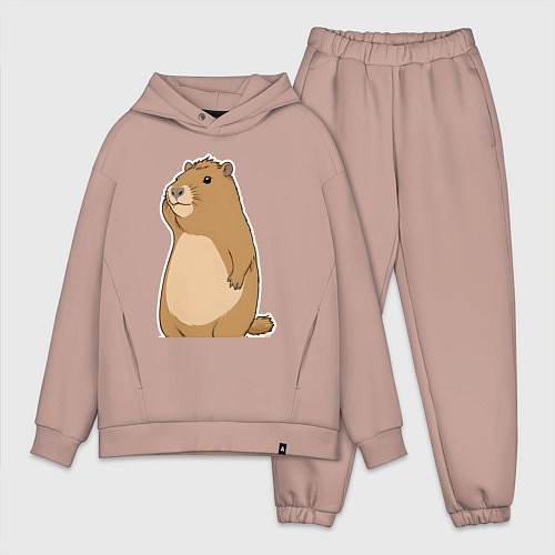 Мужской костюм оверсайз Прекрасная капибара / Пыльно-розовый – фото 1