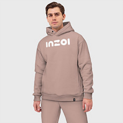 Мужской костюм оверсайз Inzoi logo, цвет: пыльно-розовый — фото 2