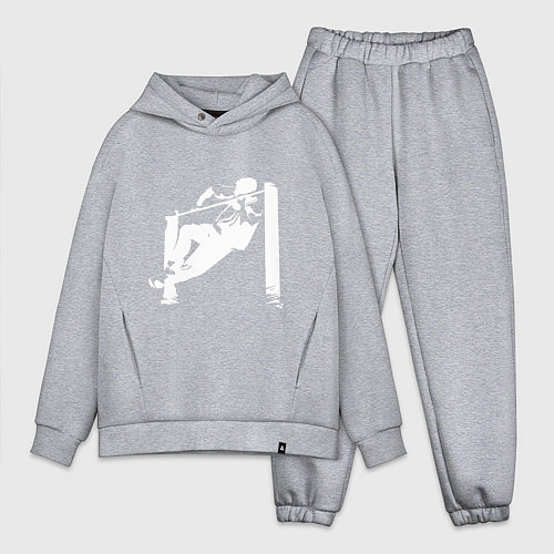 Мужской костюм оверсайз Толстовка Street Workout - Выход Силой White / Меланж – фото 1