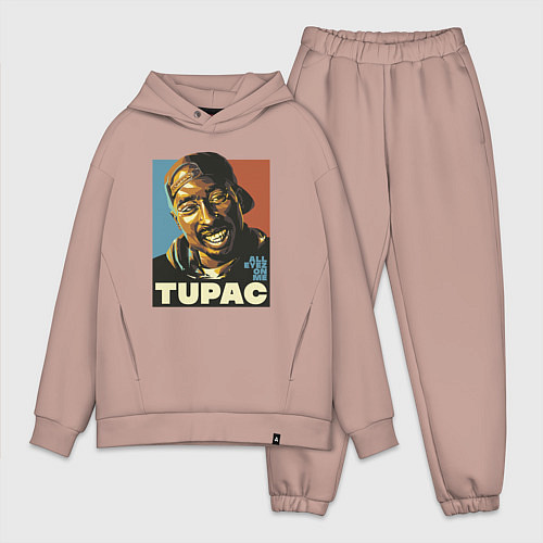 Мужской костюм оверсайз Tupac - all eyez on me / Пыльно-розовый – фото 1