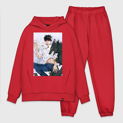 Мужской костюм оверсайз Магическая битва Мэгуми Фусигуро арт / Красный – фото 1