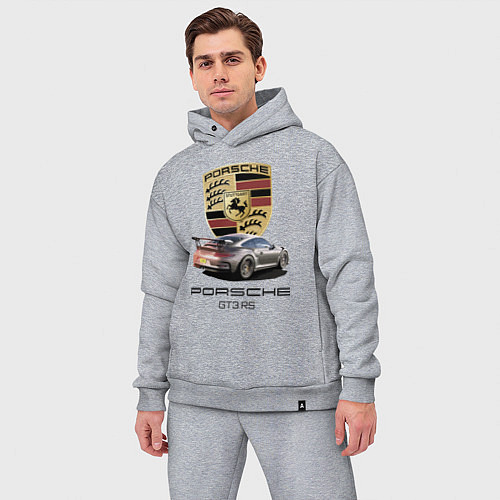 Мужской костюм оверсайз Porsche GT 3 RS motorsport / Меланж – фото 3