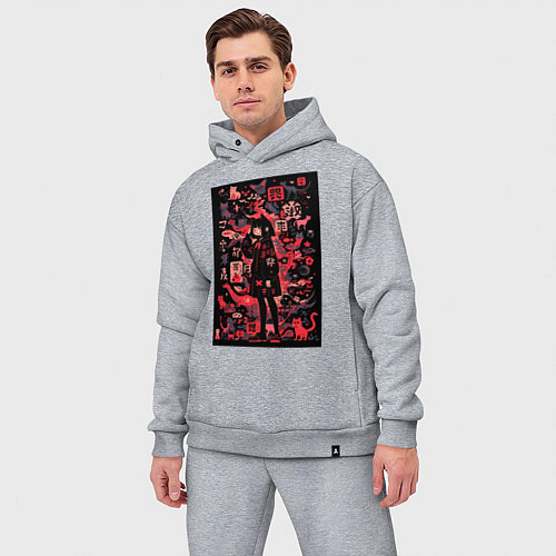 Мужской костюм оверсайз Девушка кошка / Меланж – фото 3