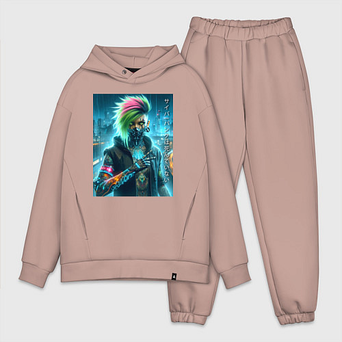 Мужской костюм оверсайз Cool girl - cyberpunks not dead / Пыльно-розовый – фото 1