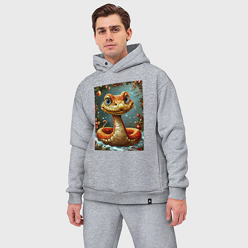 Мужской костюм оверсайз Новогодняя золотая змейка / Меланж – фото 3