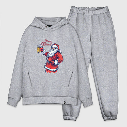 Мужской костюм оверсайз Merry Christmas Santa beer / Меланж – фото 1