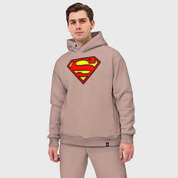 Мужской костюм оверсайз Superman logo, цвет: пыльно-розовый — фото 2
