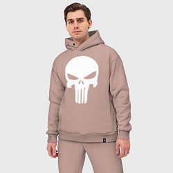 Мужской костюм оверсайз Punisher logo, цвет: пыльно-розовый — фото 2