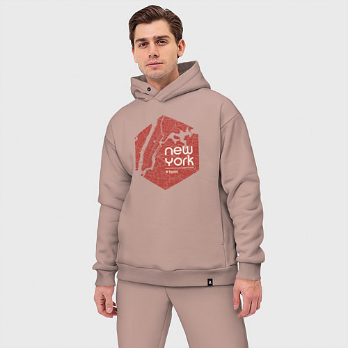 Мужской костюм оверсайз New York hyped / Пыльно-розовый – фото 3