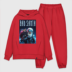 Мужской костюм оверсайз Плохой Санта Клаус с мешком подарков, цвет: красный