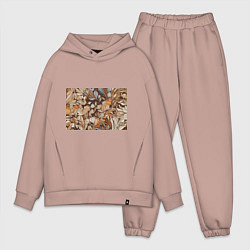 Мужской костюм оверсайз Спокойная ботаническая иллюстрация, цвет: пыльно-розовый
