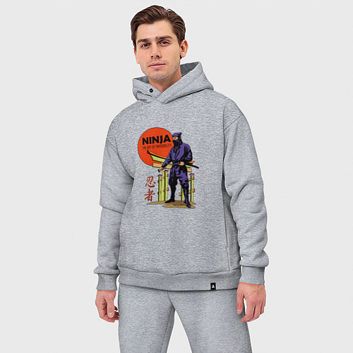 Мужской костюм оверсайз Опасный ниндзя / Меланж – фото 3