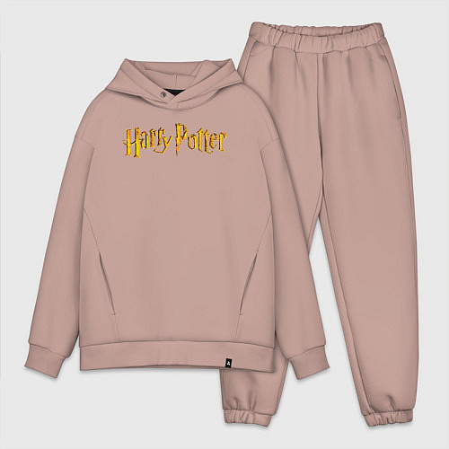 Мужской костюм оверсайз Harry Potter golden logo / Пыльно-розовый – фото 1