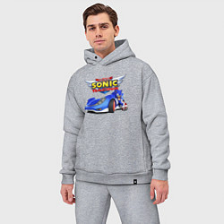 Мужской костюм оверсайз Cool hedgehog - Sonic racing team, цвет: меланж — фото 2