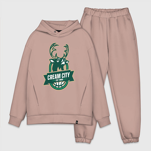 Мужской костюм оверсайз Milwaukee Bucks cream city / Пыльно-розовый – фото 1