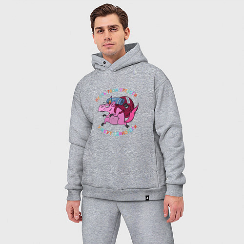 Мужской костюм оверсайз Пусть тови тревоги унесут единороги / Меланж – фото 3