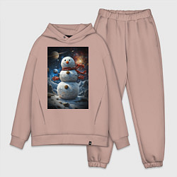 Мужской костюм оверсайз Снеговик в космосе