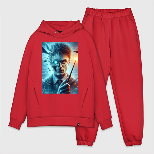 Мужской костюм оверсайз Harry Potter - wizard with magic stick / Красный – фото 1
