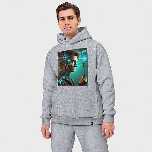 Мужской костюм оверсайз Harry Potter - cyberpunk fantasy / Меланж – фото 3