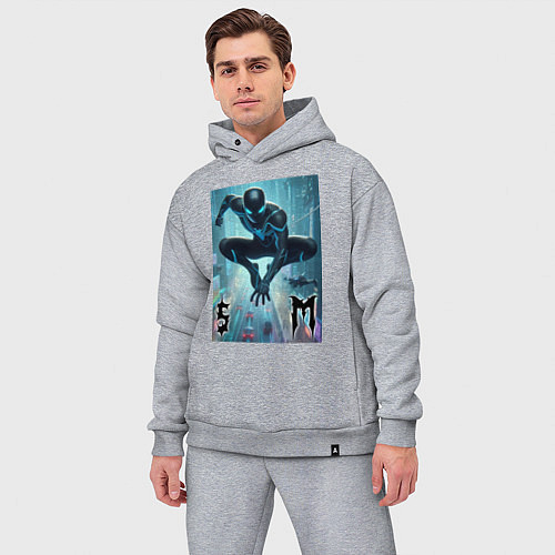 Мужской костюм оверсайз Spider-man neon glow / Меланж – фото 3