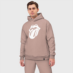 Мужской костюм оверсайз Rolling Stones - white logo, цвет: пыльно-розовый — фото 2