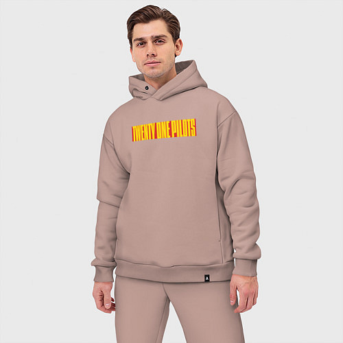Мужской костюм оверсайз Twenty one pilots - color logo / Пыльно-розовый – фото 3