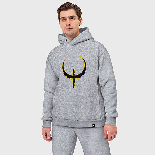 Мужской костюм оверсайз Чёрно-жёлтый знак quake / Меланж – фото 3