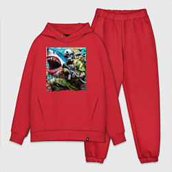 Мужской костюм оверсайз Shark and warrior - graffiti, цвет: красный