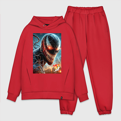 Мужской костюм оверсайз Ужасный Веном - неоновое свечение / Красный – фото 1