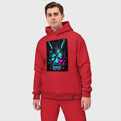 Мужской костюм оверсайз Киберпанк самурай цифровой, цвет: красный — фото 2