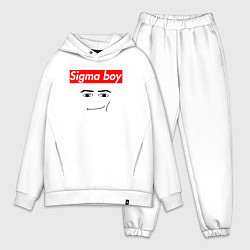 Мужской костюм оверсайз Sigma boy roblox face - gaming meme collab, цвет: белый
