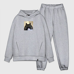 Мужской костюм оверсайз Видеозвонок с котом парный мем